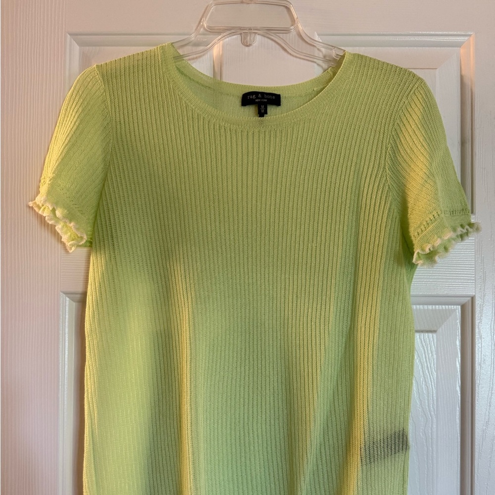 rag & bone Lime Short Sleeve Ribbed Top